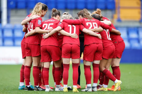 Jugadores Liverpool Abrazan Antes Del Partido Women Super League Liverpool — Foto de Stock