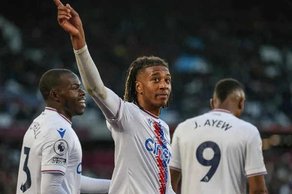 stock image Michael Olise #7 of Crystal Palace celebrates his goal to make it 1-2 during the Premier League match West Ham United vs Crystal Palace at London Stadium, London, United Kingdom, 6th November 202