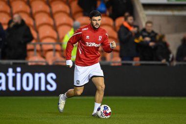 Alex Mowatt # 4 Middlesbrough maç öncesi ısınma maçı öncesinde Blackpool Middlesbrough 'a karşı Bloomfield Road, Blackpool, İngiltere, 8 Kasım 202