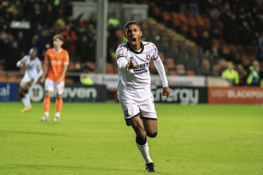 Middlesbrough 'dan Isaiah Jones 8 Kasım 202' de Bloomfield Road, Blackpool 'da oynanan Blackpool-Middlesbrough maçında 0-1' lik galibiyet golünü kutluyor.