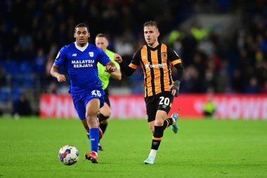 Cardiff City Stadyumu 'nda 8 Kasım 202 tarihinde oynanan Cardiff City vs Hull City maçında Hull City' den Dimitris Pelkas # 20.