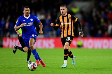 Cardiff City Stadyumu 'nda 8 Kasım 202 tarihinde oynanan Cardiff City vs Hull City maçında Hull City' den Dimitris Pelkas # 20.