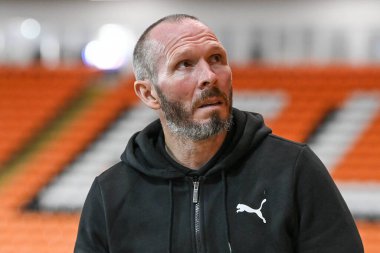 Blackpool teknik direktörü Michael Appleton, Blackpool, Blackpool, İngiltere 'deki Bloomfield Road' da oynanan Blackpool-Middlesbrough maçı öncesinde Bloomfield Road 'a geldi.