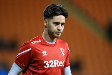 Hayden Hackney # 30 Middlesbrough maç öncesi ısınma maçı öncesinde Blackpool Middlesbrough 'a karşı Bloomfield Road, Blackpool, Birleşik Krallık, 8 Kasım 202