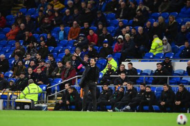 Hull City 'nin Liam Rosenior Müdürü, 8 Kasım 202' de Cardiff City, Cardiff City Stadyumu 'nda oynanan Sky Bet Şampiyonası maçında takımına talimat verdi.