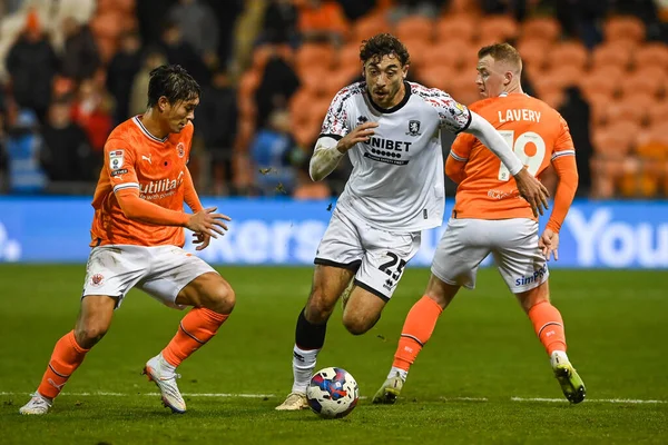 stock image Matt Crooks #25 of Middlesbrough makes a break during the Sky Bet Championship match Blackpool vs Middlesbrough at Bloomfield Road, Blackpool, United Kingdom, 8th November 202