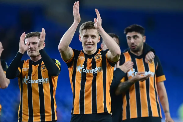 stock image Greg Docherty #8 of Hull City applauds the fans at the final whistle during the Sky Bet Championship match Cardiff City vs Hull City at Cardiff City Stadium, Cardiff, United Kingdom, 8th November 202