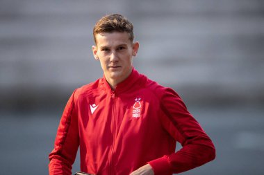 Nottingham Ormanı 'ndan Ryan Yates, 9 Kasım 202' de Nottingham City Ground, Nottingham, İngiltere 'de oynanan Carabao Kupası 3. tur karşılaşmasından önce geldi.