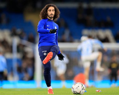 Marc Cucurella # 32 Chelsea, 9 Kasım 202 tarihinde Etihad Stadyumu 'nda oynanan Carabao Kupası 3. tur karşılaşması öncesinde Manchester City Chelsea' ye karşı.