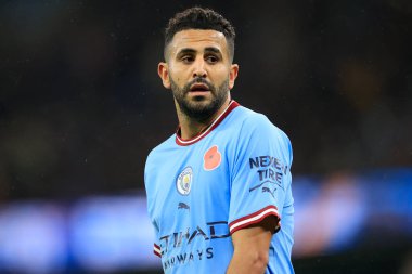 Manchester City 'den Riyad Mahrez # 26 Carabao Kupası' nda Manchester City Chelsea 'ye karşı 9 Kasım 202 tarihinde Etihad Stadyumu' nda oynanan üçüncü tur karşılaşmasında