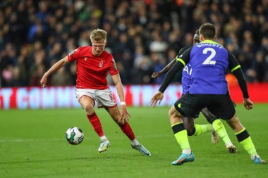 Nottingham Ormanı 'ndan Sam Surridge # 16. Carabao Kupası üçüncü tur karşılaşmasında Nottingham Forest Tottenham Hotspur' a karşı 9 Kasım 202 'de Nottingham, İngiltere' de.