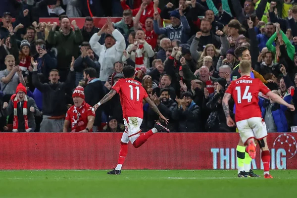 stock image Jesse Lingard #11 of Nottingham Forest celebrates his goal to make it 2-0 during the Carabao Cup Third Round match Nottingham Forest vs Tottenham Hotspur at City Ground, Nottingham, United Kingdom, 9th November 202