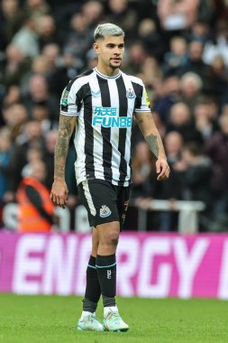 Newcastle United 'dan Bruno Guimares 9 Kasım 2022' de St.James 's Park, Newcastle, İngiltere' de oynanan Carabao Kupası üçüncü tur karşılaşmasında penaltısını almak için sahaya çıkıyor.