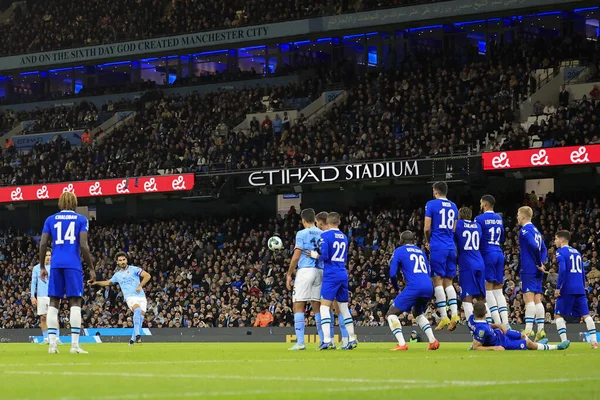 Ilkay Gundogan Manchester City Frappe Coup Franc Lors Match Troisième — Photo