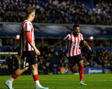 Sunderland 'lı Amad Diallo, 11 Kasım 202' de Birmingham City, Birmingham, İngiltere 'de Sunderland' a karşı oynadığı Gökyüzü İddia Şampiyonası maçında gol atmasını kutluyor.