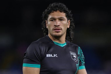 Yeni Zelandalı Dallin Watene-Zelezniak Rugby Ligi Dünya Kupası 2021 yarı final karşılaşmasında Avustralya ile Yeni Zelanda arasında 11 Kasım 202 'de oynanan Elland Road, Leeds, İngiltere karşılaşmasında ısındı.