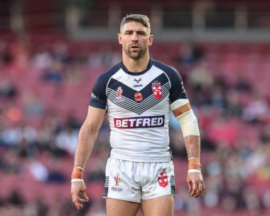 İngiliz Tommy Makinson, Rugby Ligi Dünya Kupası 2021 Yarı final maçı sırasında İngiltere, Londra Emirates Stadyumu 'nda Samoa' ya karşı, 12 Kasım 202