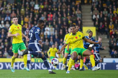 Middlesbrough 'dan Isaiah Jones... Norwich City, Norwich Road, Norwich, İngiltere' de 12 Kasım 202 'de oynanan... Sky Bet Şampiyonası maçında atış yapacak.