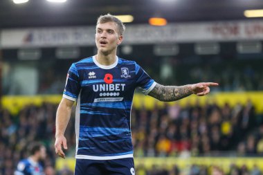 Riley McGree # 8 Middlesbrough Sky Bet Şampiyonası maçında Norwich City, Middlesbrough 'a karşı Carrow Road, Norwich, İngiltere, 12 Kasım 202