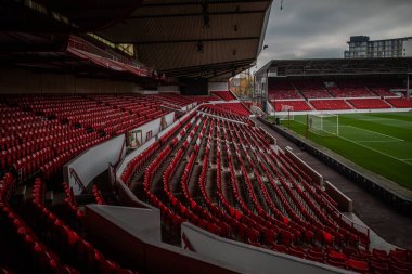 İngiltere 'nin Nottingham şehrinde 12 Kasım 202' de oynanan Premier Lig maçından önce Nottingham Ormanı, Kristal Saray 'a karşı genel bir manzara.