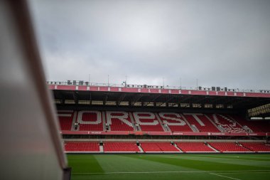 İngiltere 'nin Nottingham şehrinde 12 Kasım 202' de oynanan Premier Lig maçından önce Nottingham Ormanı, Kristal Saray 'a karşı genel bir manzara.
