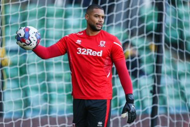 Middlesbrough 'un Zack Steffen # 1' i, Norwich City - Middlesbrough maçında ısınıyor. Carrow Road, Norwich, İngiltere, 12 Kasım 202