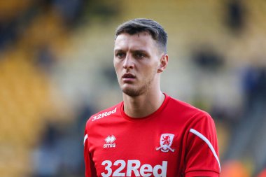 Middlesbrough 'dan Dael Fry Norwich City, Norwich Road, Norwich Road, İngiltere' de 12 Kasım 202 'de oynanan Sky Bet Şampiyonası karşılaşmasında ısınıyor.