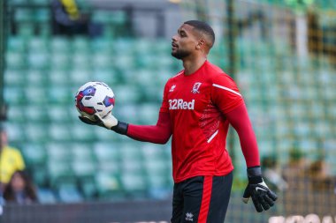 Middlesbrough 'un Zack Steffen # 1' i, Norwich City - Middlesbrough maçında ısınıyor. Carrow Road, Norwich, İngiltere, 12 Kasım 202