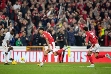 Nottingham Ormanı 'ndan Morgan Gibbs-White # 10 Premier League maçında Nottingham Forest' a karşı Crystal Palace City Ground, Nottingham, İngiltere 'de 12 Kasım 202 tarihinde oynanan açılış golünü kutluyor.