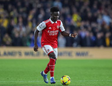 Bukayo Saka # 7 numaralı Arsenal Premier Lig maçı sırasında Wolverhampton Wanderers, Molineux, Wolverhampton, İngiltere 'de Arsenal' e karşı, 12 Kasım 202
