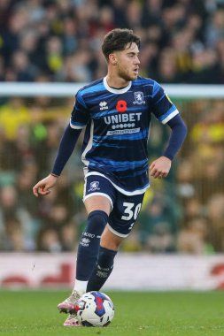 Hayden Hackney # 30 Middlesbrough Gökyüzü İddia Şampiyonası maçında Norwich City - Middlesbrough Carrow Road, Norwich, İngiltere, 12 Kasım 202