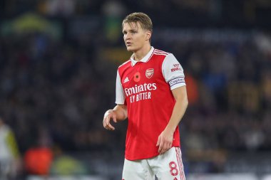 Arsenal 'den Martin degaard # 8 Premier League maçı sırasında Wolverhampton Wanderers, Molineux, Wolverhampton, İngiltere' de Arsenal 'e karşı 12 Kasım 2022