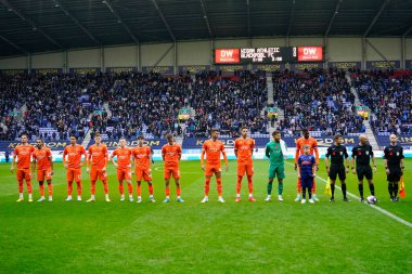 Blackpool takımı Sky Bet Şampiyonası 'ndan önce Wigan Athletic, Blackpool' a karşı DW Stadyumu, Wigan, İngiltere, 12 Kasım 202