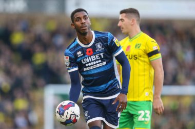 Middlesbrough 'dan Isaiah Jones # 2. Gökyüzü İddia Şampiyonası maçı sırasında Norwich City - Middlesbrough, Norwich Road, Norwich, İngiltere, 12 Kasım 202