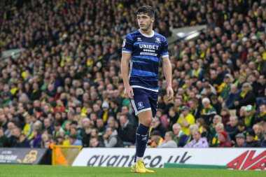 Ryan Giles # 3 Middlesbrough Sky Bet Şampiyonası maçında Norwich City, Middlesbrough 'a karşı Carrow Road, Norwich, İngiltere, 12 Kasım 202