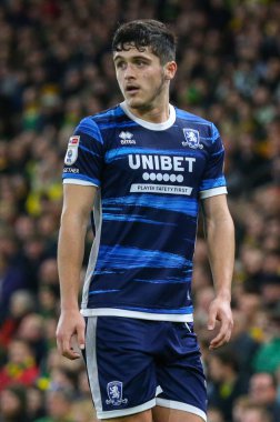 Ryan Giles # 3 Middlesbrough Sky Bet Şampiyonası maçında Norwich City, Middlesbrough 'a karşı Carrow Road, Norwich, İngiltere, 12 Kasım 202