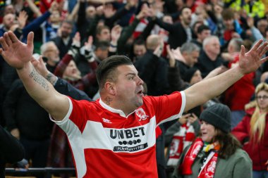 Middlesbrough taraftarı, 12 Kasım 202 'de Norwich City ile Middlesbrough arasında oynanan Sky Bet Şampiyonası maçının son düdüğünü çaldı.