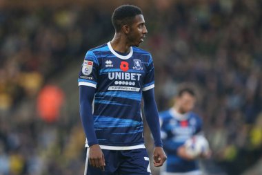 Middlesbrough 'dan Isaiah Jones # 2. Gökyüzü İddia Şampiyonası maçı sırasında Norwich City - Middlesbrough, Norwich Road, Norwich, İngiltere, 12 Kasım 202