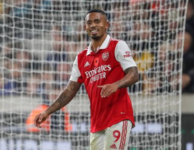 Gabriel Jesus # 9 of Arsenal Premier League maçı sırasında Wolverhampton Wanderers Arsenal 'e karşı Molineux, Wolverhampton, İngiltere, 12 Kasım 202