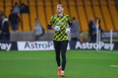 Arsenal 'den Aaron Ramsdale # 1 Premier League karşılaşması öncesi ısınma sırasında Wolverhampton Wanderers Arsenal' e karşı Molineux, Wolverhampton, Birleşik Krallık, 12 Kasım 202