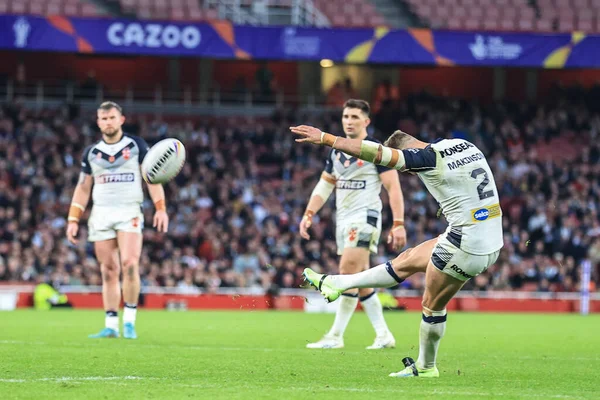 Tommy Makinson England Scoort Een Penalty Tijdens Rugby League World — Stockfoto