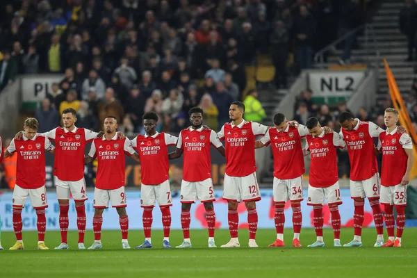 Arsenal Spelare Delta Minut Tystnad Till Minne Fallna Soldaterna Premier — Stockfoto
