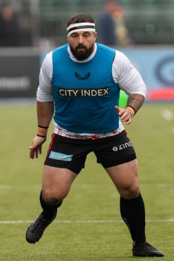  Alex Clarey # 18 Saracens Gallagher Premiership maçında Saracens, Northampton Saints 'e karşı StoneX Stadyumu, Londra, 13 Kasım 202