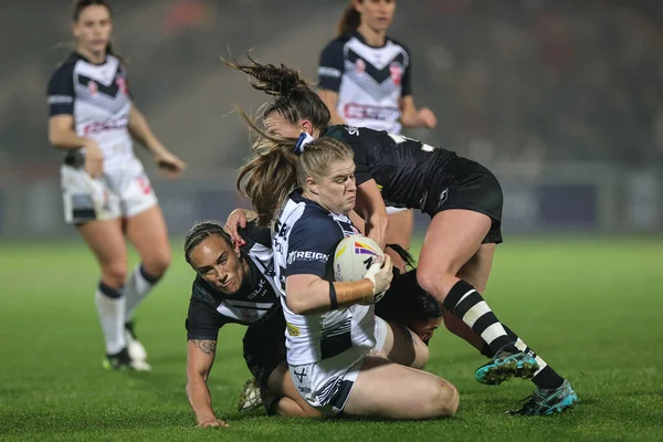Vicky Whitfield England Tacklas Georgia Hale Nya Zeeland Kvinnors Rugby — Stockfoto