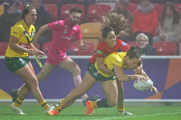 Isabelle Kelly Van Australië Women Goes Try Women Rugby League — Stockfoto