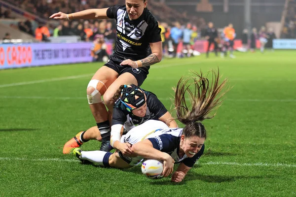 Fran Goldthorp England Går Över För Ett Försök Women Rugby — Stockfoto