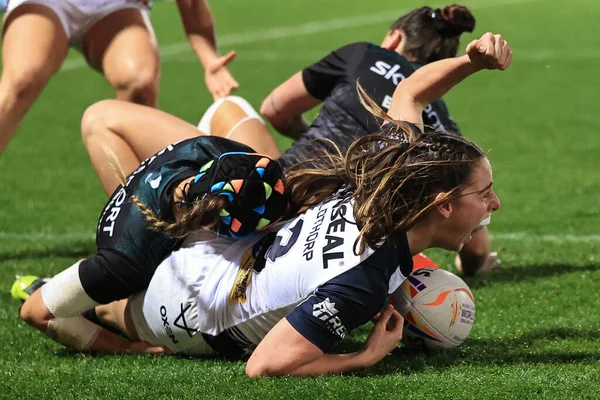Fran Goldthorp England Går Över För Ett Försök Women Rugby — Stockfoto