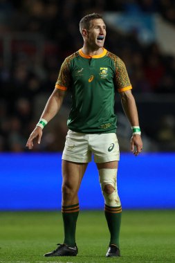 Güney Afrika 'dan Johan Goosen Bristol Bears ile Güney Afrika' nın dostluk maçı sırasında 17 Kasım 2022 'de Bristol, Bristol' daki Ashton Gate 'de XV' yi seçti.