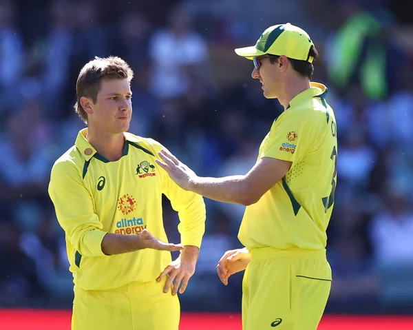 stock image Adam Zampa of Australia dismisses Chris Jordan of England during the Dettol ODI Series match Australia vs England at Adelaide Oval, Adelaide, Australia, 17th November 2022