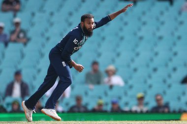 İngiliz Adil Rashid, Dettol Serisi 2. ODI karşılaşması sırasında SCG, Sydney, Avustralya, 19 Kasım 2022 'de Avustralya' ya karşı oynuyor.